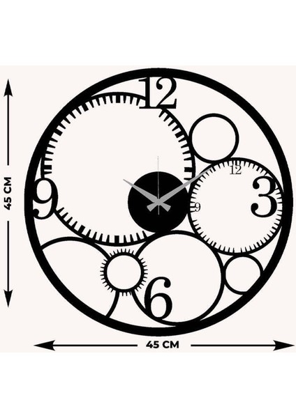 Retro Metal Duvar Saati -Ev Dekorasyon - 45 X 45 - Cm - Siyah - Clock-266 indirimleri