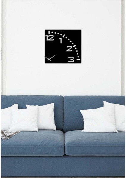 Kapalı Kutu Metal Duvar Saati -Ev Dekorasyon - 37 X 40 - Cm - Siyah - Clock-156