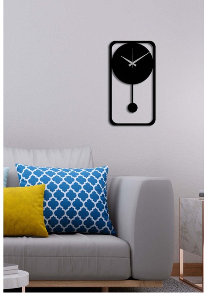Retro Metal Duvar Saati -Ev Dekorasyon - 55 X 30 - Cm - Siyah - Clock-190