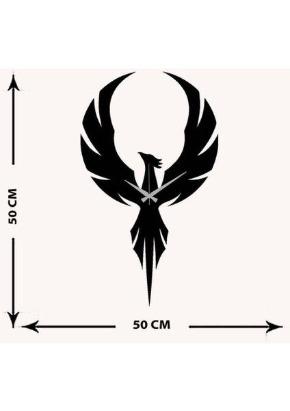 Anka Kuşu Metal Duvar Saati -Ev Dekorasyon - 50 X 50 - Cm - Siyah - Clock-078 indirimleri