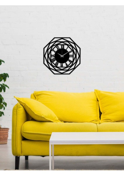 Modern Art Metal Duvar Saati -Ev Dekorasyon - 50 X 50 - Cm - Siyah - Clock-161