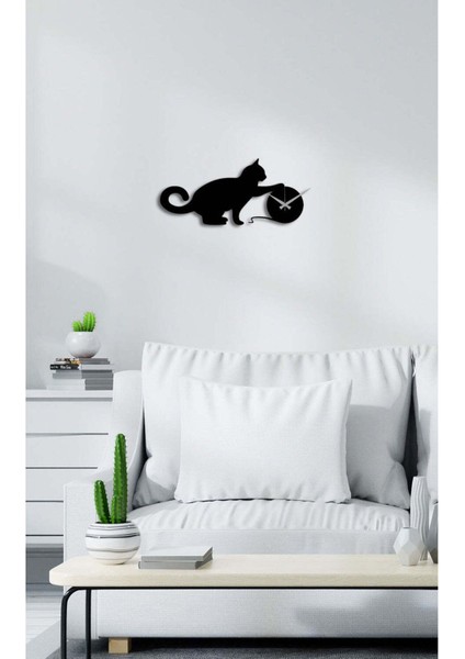 Cat&Mouse Metal Duvar Saati -Ev Dekorasyon - 50 X 23 - Cm - Siyah - Clock-179 modelleri