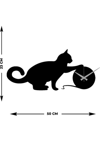 Cat&Mouse Metal Duvar Saati -Ev Dekorasyon - 50 X 23 - Cm - Siyah - Clock-179 indirimleri