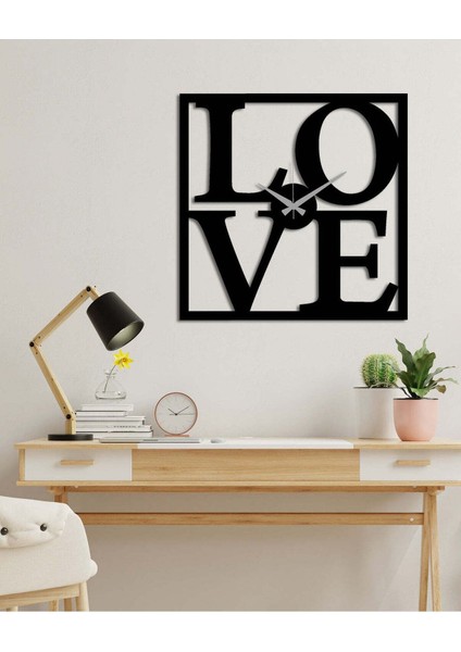 Love Metal Duvar Saati -Ev Dekorasyon - 42 X 42 - Cm - Siyah - Clock-208 fiyatları