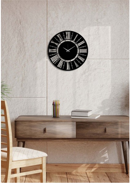 Modern Roma Metal Duvar Saati -Ev Dekorasyon - 50 X 50 - Cm - Siyah - Clock-254 fiyatları