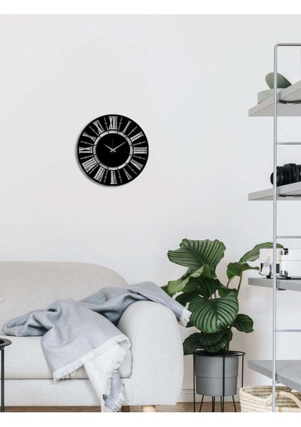Modern Roma Metal Duvar Saati -Ev Dekorasyon - 50 X 50 - Cm - Siyah - Clock-254 modelleri