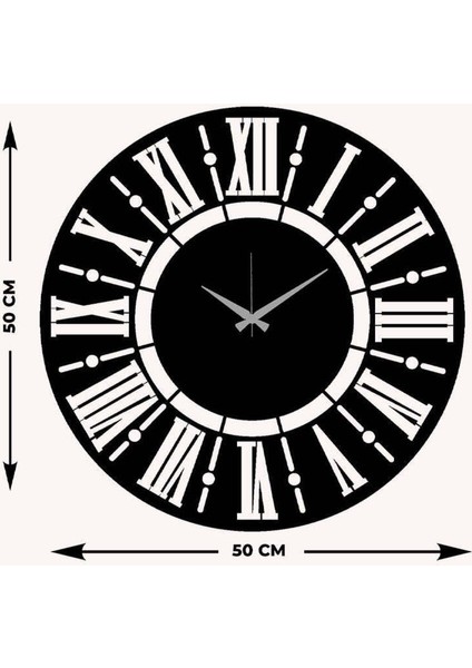Modern Roma Metal Duvar Saati -Ev Dekorasyon - 50 X 50 - Cm - Siyah - Clock-254 fırsatları