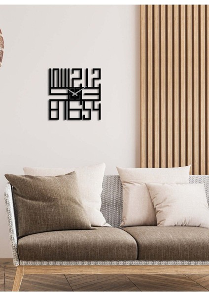 Modern Number Metal Duvar Saati -Ev Dekorasyon - 40 X 40 - Cm - Siyah - Clock-186