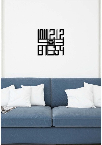 Modern Number Metal Duvar Saati -Ev Dekorasyon - 40 X 40 - Cm - Siyah - Clock-186