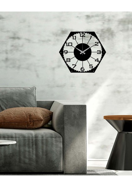 Serisi Metal Duvar Saati   -Ev Dekorasyon - 41 X 50 - Cm - Siyah - Clock-043