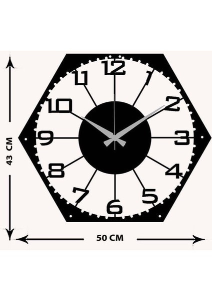 Serisi Metal Duvar Saati   -Ev Dekorasyon - 41 X 50 - Cm - Siyah - Clock-043