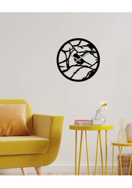 Ağaç Desenli Metal Duvar Saati -Ev Dekorasyon - 42 X 42 - Cm - Siyah - Clock-060 modelleri