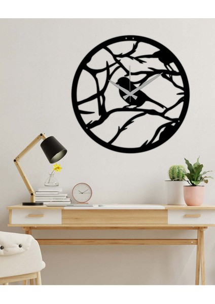 Ağaç Desenli Metal Duvar Saati -Ev Dekorasyon - 42 X 42 - Cm - Siyah - Clock-060 fırsatları