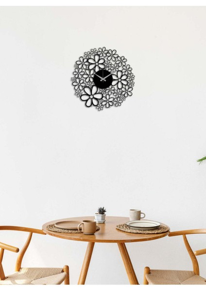 Papatya Metal Duvar Saati -Ev Dekorasyon - 50 X 50 - Cm - Siyah - Clock-224 modelleri