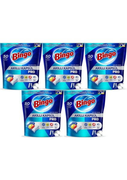 Akıllı Kapsül Pro Bulaşık Makinesi Deterjanı Tableti 250 Adet Limon Kokulu (5 Paket*50)