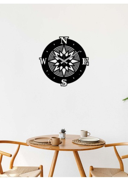 Pusula Detay Metal Duvar Saati -Ev Dekorasyon - 42 X 42 - Cm - Siyah - Clock-063 fiyatları