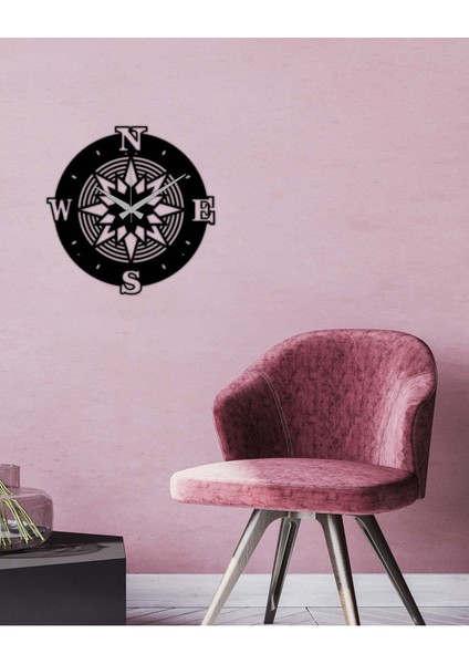 Pusula Detay Metal Duvar Saati -Ev Dekorasyon - 42 X 42 - Cm - Siyah - Clock-063 modelleri