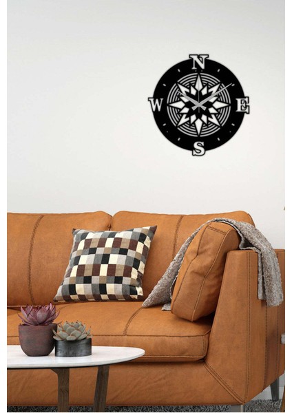 Pusula Detay Metal Duvar Saati -Ev Dekorasyon - 42 X 42 - Cm - Siyah - Clock-063 fırsatları