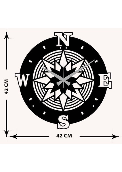 Pusula Detay Metal Duvar Saati -Ev Dekorasyon - 42 X 42 - Cm - Siyah - Clock-063 indirimleri