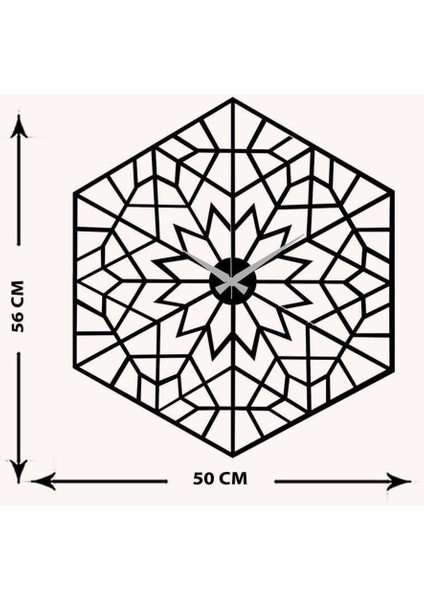 Metal Duvar Saati -Ev Dekorasyon - 50 X 55 - Cm - Siyah - Clock-087