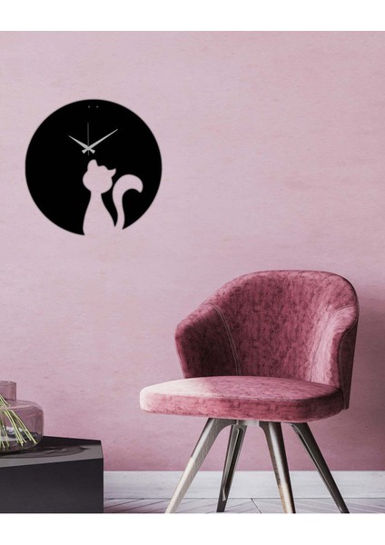 Catgirl Metal Duvar Saati -Ev Dekorasyon - 42 X 42 - Cm - Siyah - Clock-104 modelleri