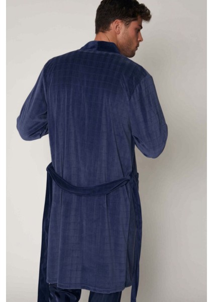 57431 Erkek Lacivert Kadife Uzun Sabahlık fırsatları