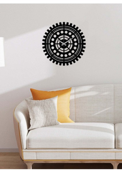 Gearwheel Duvar Saati -Ev Dekorasyon - 40 X 40 - Cm - Siyah - Clock-065