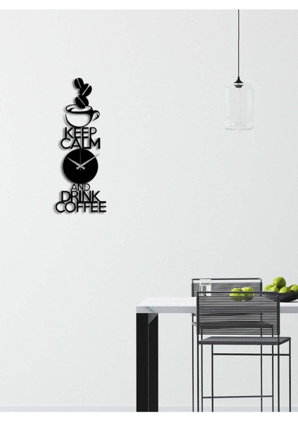 Daily Dose Coffee Metal Duvar Saati -Ev Dekorasyon - 30 X 80 - Cm - Siyah - Clock-181