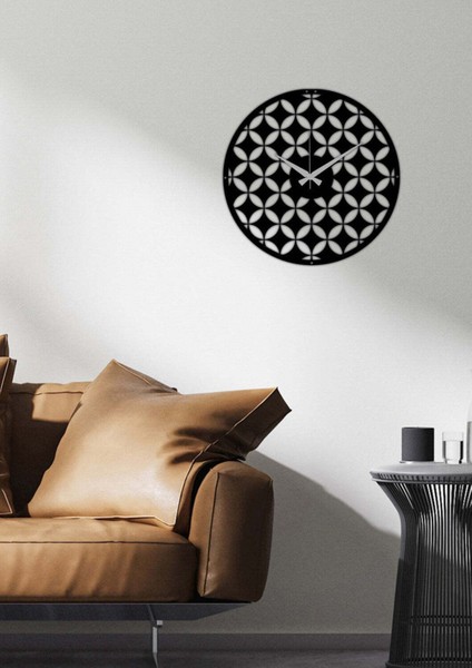 Flower Of Life Metal Duvar Saati -Ev Dekorasyon - 51 X 51 - Cm - Siyah - Clock-025 modelleri