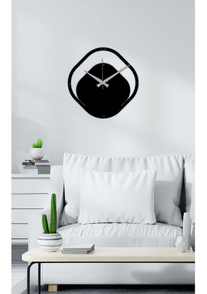 Modern Metal Saat -Ev Dekorasyon - 40 X 44 - Cm - Siyah - Clock-026