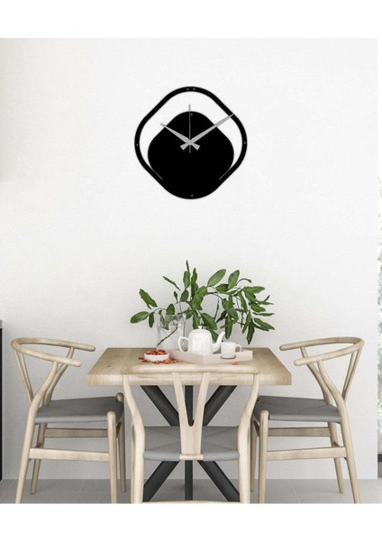 Modern Metal Saat -Ev Dekorasyon - 40 X 44 - Cm - Siyah - Clock-026