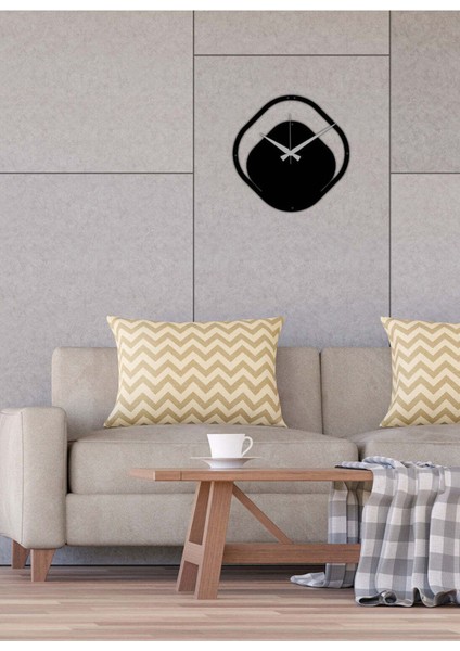 Modern Metal Saat -Ev Dekorasyon - 40 X 44 - Cm - Siyah - Clock-026