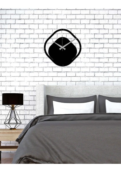 Modern Metal Saat -Ev Dekorasyon - 40 X 44 - Cm - Siyah - Clock-026