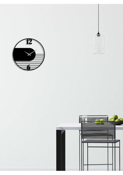 Modern Art Metal Duvar Saati -Ev Dekorasyon - 40 X 40 - Cm - Siyah - Clock-259