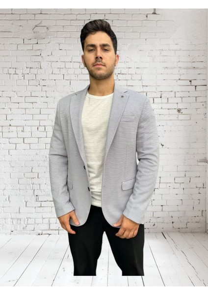 Açık Kahverengi Petek Dokulu Erkek Blazer Spor Ceket