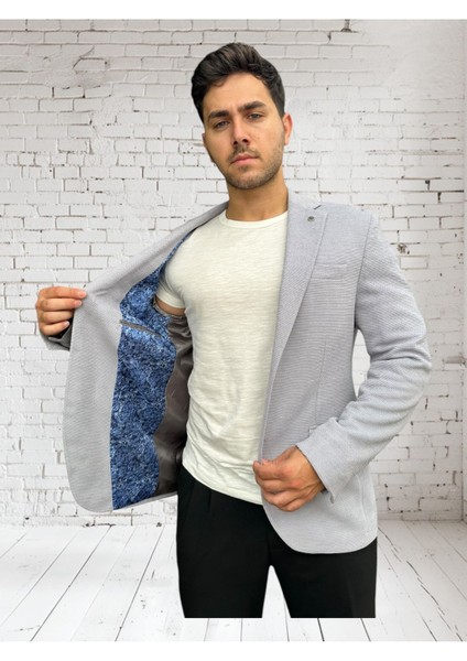 Açık Kahverengi Petek Dokulu Erkek Blazer Spor Ceket modelleri