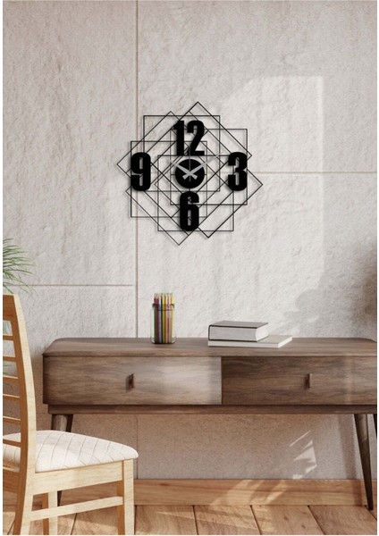 Modern Number Metal Duvar Saati -Ev Dekorasyon - 43 X 42 - Cm - Siyah - Clock-197