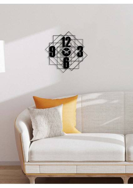Modern Number Metal Duvar Saati -Ev Dekorasyon - 43 X 42 - Cm - Siyah - Clock-197