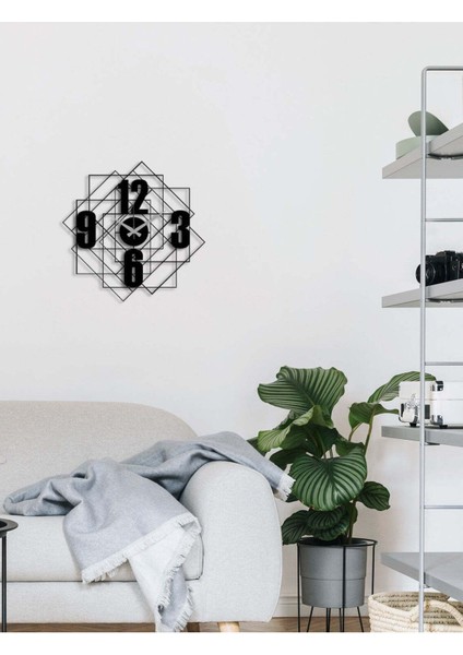 Modern Number Metal Duvar Saati -Ev Dekorasyon - 43 X 42 - Cm - Siyah - Clock-197