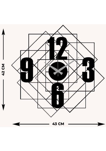 Modern Number Metal Duvar Saati -Ev Dekorasyon - 43 X 42 - Cm - Siyah - Clock-197
