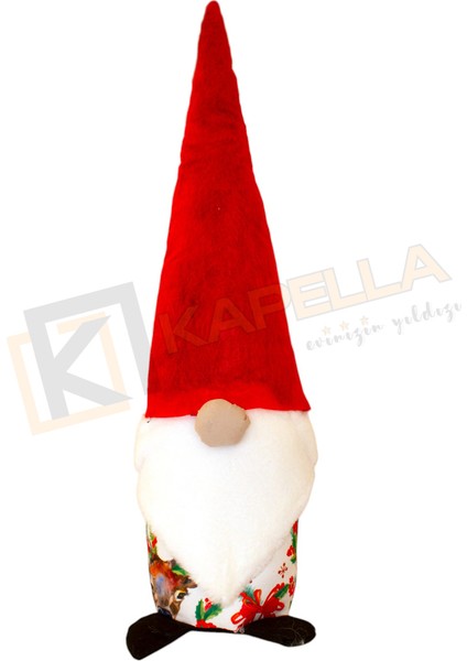 kapella yılbaşı noel baba kapı stoperi beyaz geyik kartanesi desen