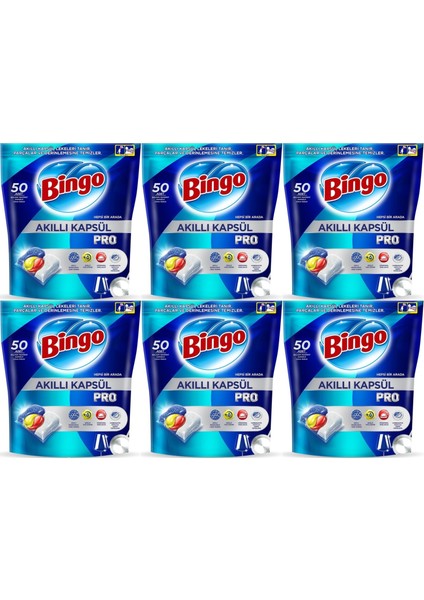 Akıllı Kapsül Pro Bulaşık Makinesi Deterjanı Tableti 300 Adet Limon Kokulu (6 Paket*50)