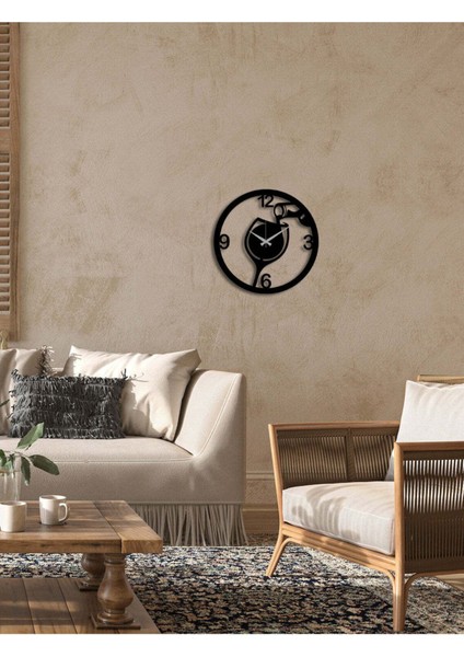 Kadeh Metal Duvar Saati -Ev Dekorasyon - 40 X 40 - Cm - Siyah - Clock-171 modelleri