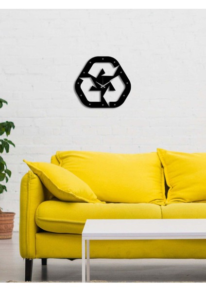 Geri Dönüşüm Metal Duvar Saati -Ev Dekorasyon - 45 X 45 - Cm - Siyah - Clock-265 fiyatları