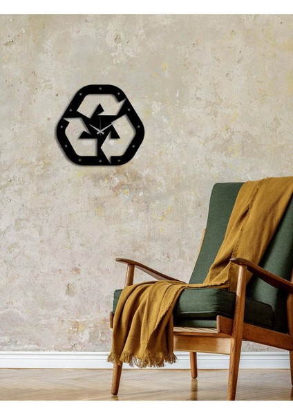 Geri Dönüşüm Metal Duvar Saati -Ev Dekorasyon - 45 X 45 - Cm - Siyah - Clock-265 fırsatları