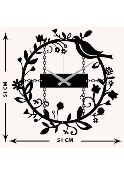 Kuşludal Metal Duvar Saati -Ev Dekorasyon - 51 X 51 - Cm - Siyah - Clock-028 indirimleri