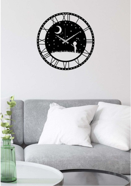 Happykid Duvar Saati -Ev Dekorasyon - 40 X 40 - Cm - Siyah - Clock-037