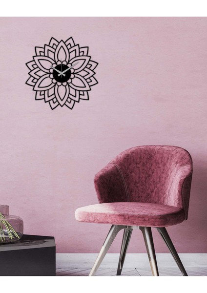 Mandala Metal Duvar Saati -Ev Dekorasyon - 50 X 50 - Cm - Siyah - Clock-129 modelleri