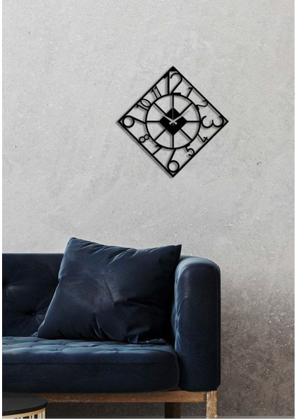 Serisi Metal Duvar Saati -Ev Dekorasyon - 50 X 50 - Cm - Siyah - Clock-166