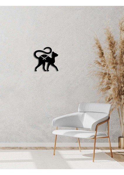 Lady Cat Metal Duvar Saati -Ev Dekorasyon - 30 X 30 - Cm - Siyah - Clock-203 modelleri